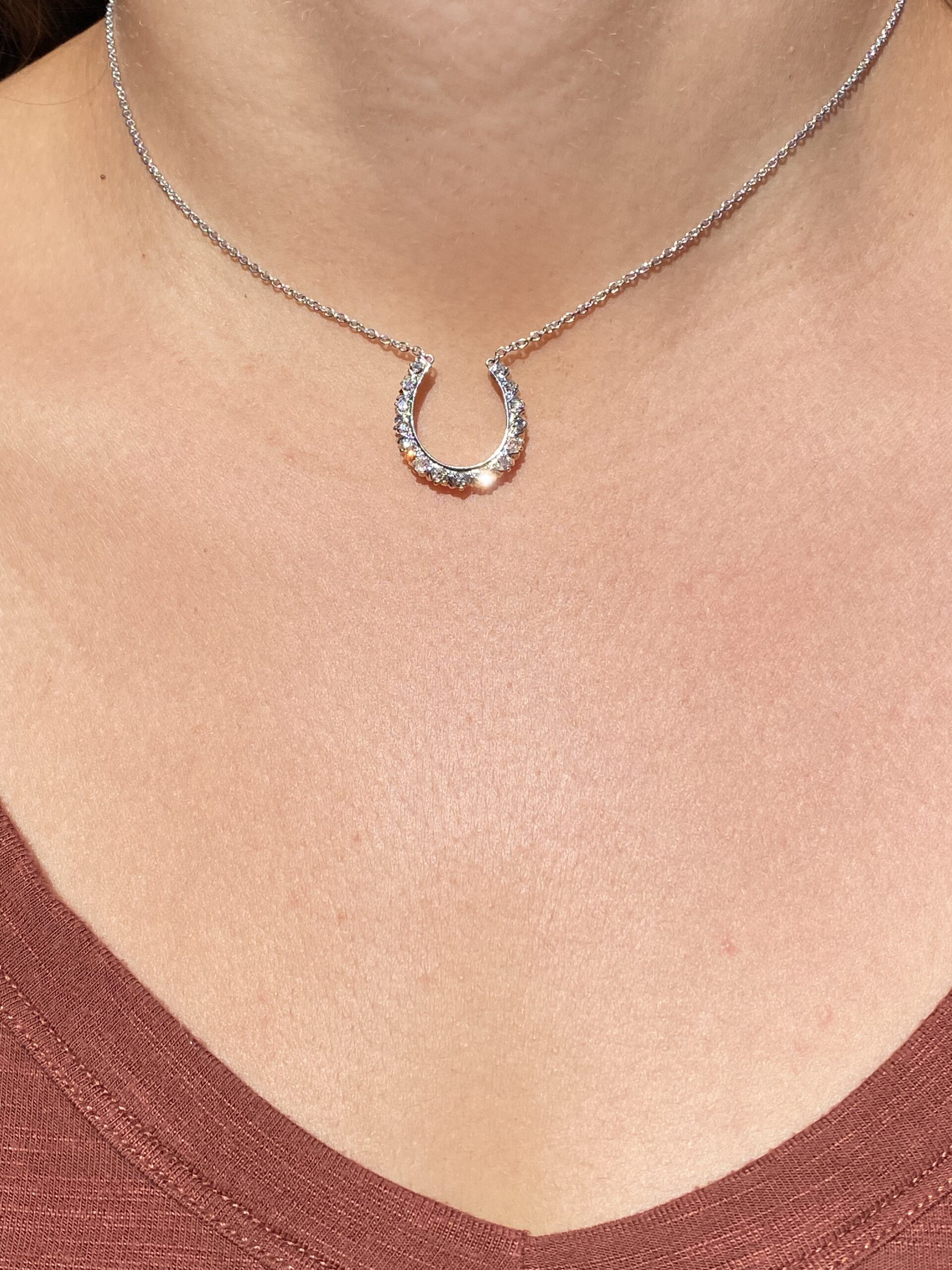 SOLD - The Jument: Antique Platinum Topped Horseshoe Pendant set with Old Cut Diamonds - Image 5