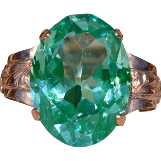 The Sea Foam: Antique Rose Gold Ring set with Lab Grown Spinel
