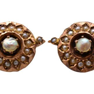 SOLD - The Drysdale Island: Antique Rose Gold Late Georgian Earrings with Seed Pearls