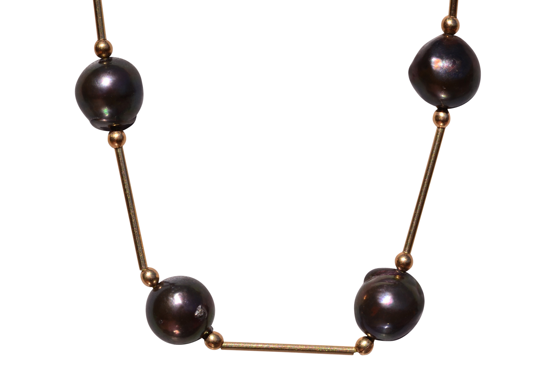 The Agen: Black Pearl Station Chain in yellow Gold