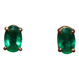 SOLD - The Vichy: Oval Brilliant Cut Natural Emerald Stud Earrings