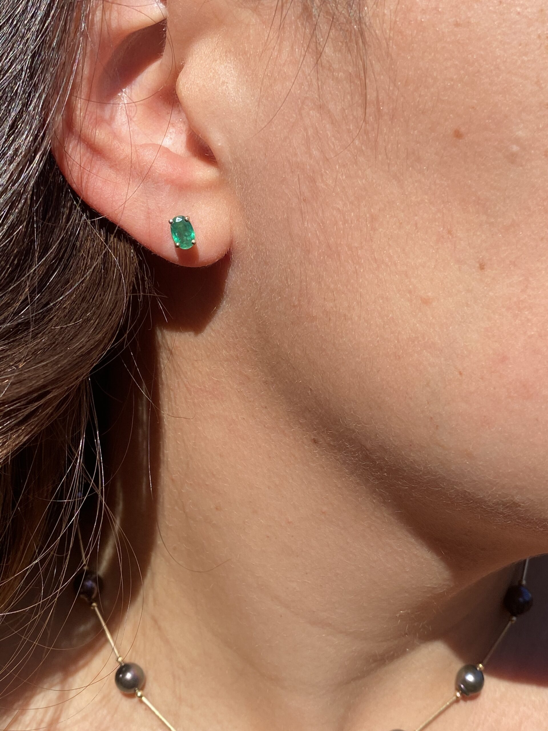 SOLD - The Vichy: Oval Brilliant Cut Natural Emerald Stud Earrings - Image 5