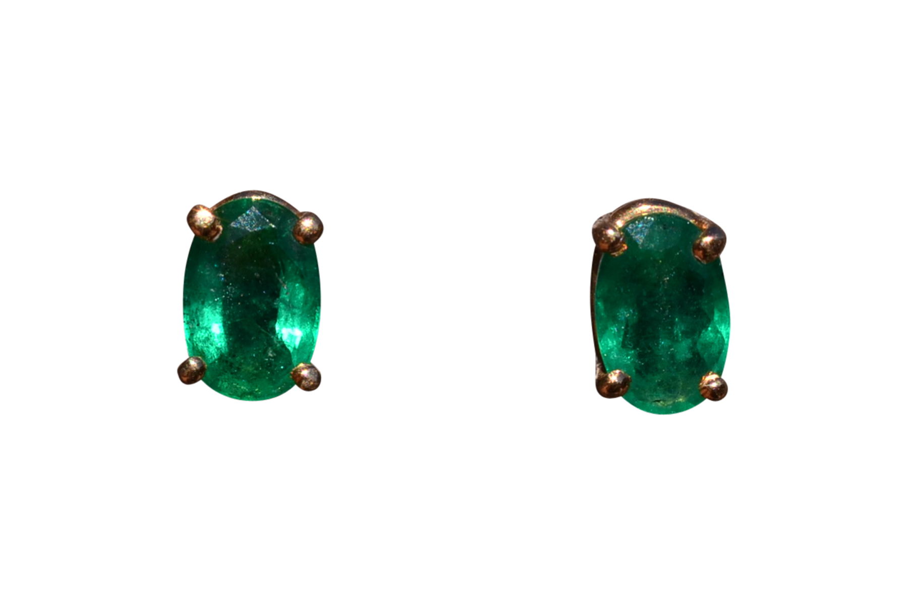 SOLD - The Vichy: Oval Brilliant Cut Natural Emerald Stud Earrings