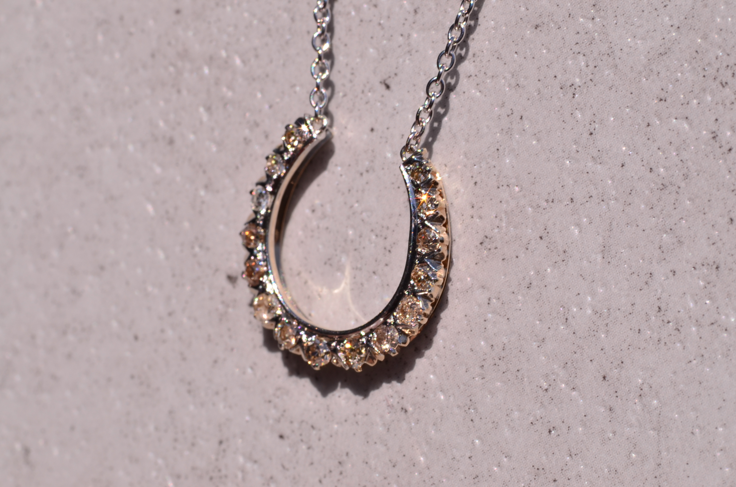 SOLD - The Jument: Antique Platinum Topped Horseshoe Pendant set with Old Cut Diamonds - Image 3