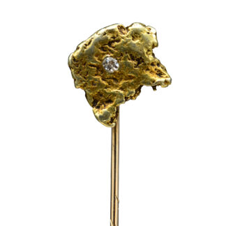SOLD - Natural Gold Nugget Stick Pin set with Diamond