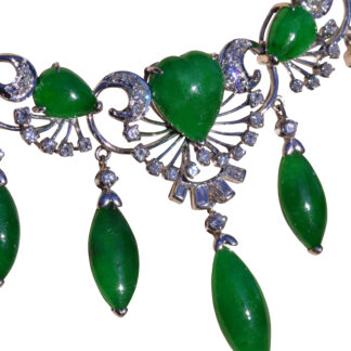 The Grandiosa:  Outstanding Imperial Fei Cui Jadeite A Jade necklace with Diamonds