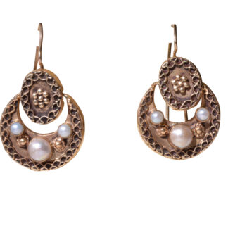 SOLD - The Volvos:  Vintage Victorian Style Pearl Dangler Earrings Set with Pearls
