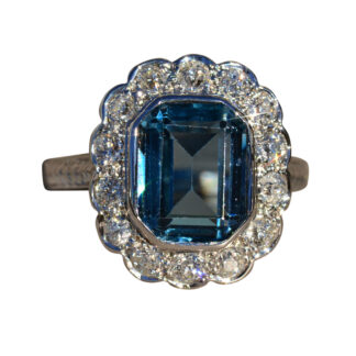 SOLD - The Crissom:  Antique Topaz and Diamond Ring in 14 Karat White Gold