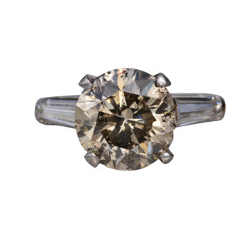 SOLD - The Rawson:  Vintage 5.17 Carat Cognac Colored Diamond Engagement Ring