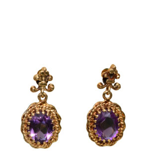 SOLD - The Boyce:  Vintage Amethyst Dangler Earrings in Yellow Gold