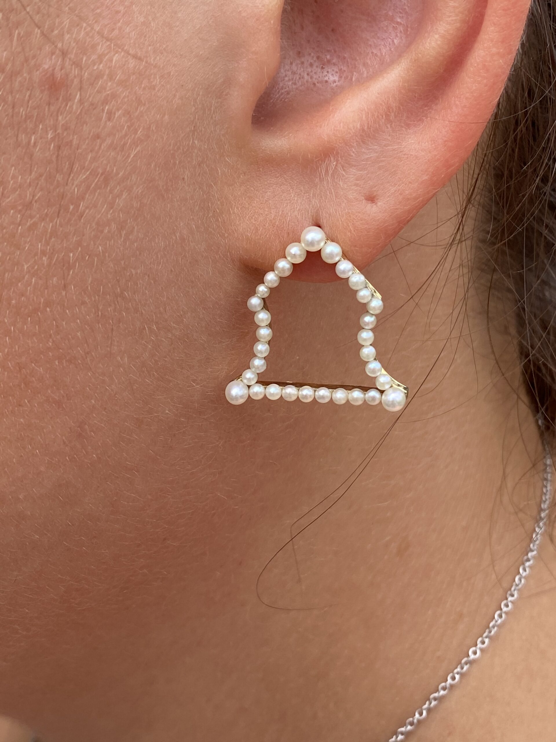 SOLD - The Campanas: Antique Seed Pearl Bell-Shaped Earrings in Yellow Gold - Image 2