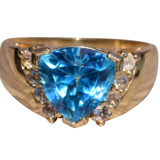 The Melrose Avenue:  Trillion Cut Blue Topaz with White Topaz Sides