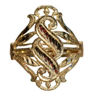 SOLD - The Buena Ventura:  Vintage Yellow Gold Diamond Cut S Ring