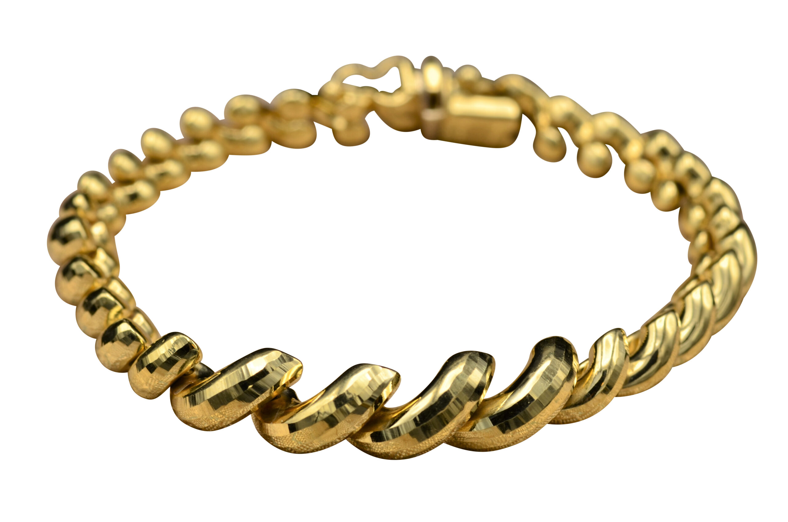SOLD - The Layton Drive: Peruvian Gold Faceted Macaroni Link Bracelet