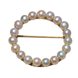 SOLD - The Nelda Boulevard:  Antique Pearl Circle Brooch