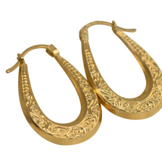 SOLD - The Rothrock Avenue:  Textured Yellow Gold Hoops