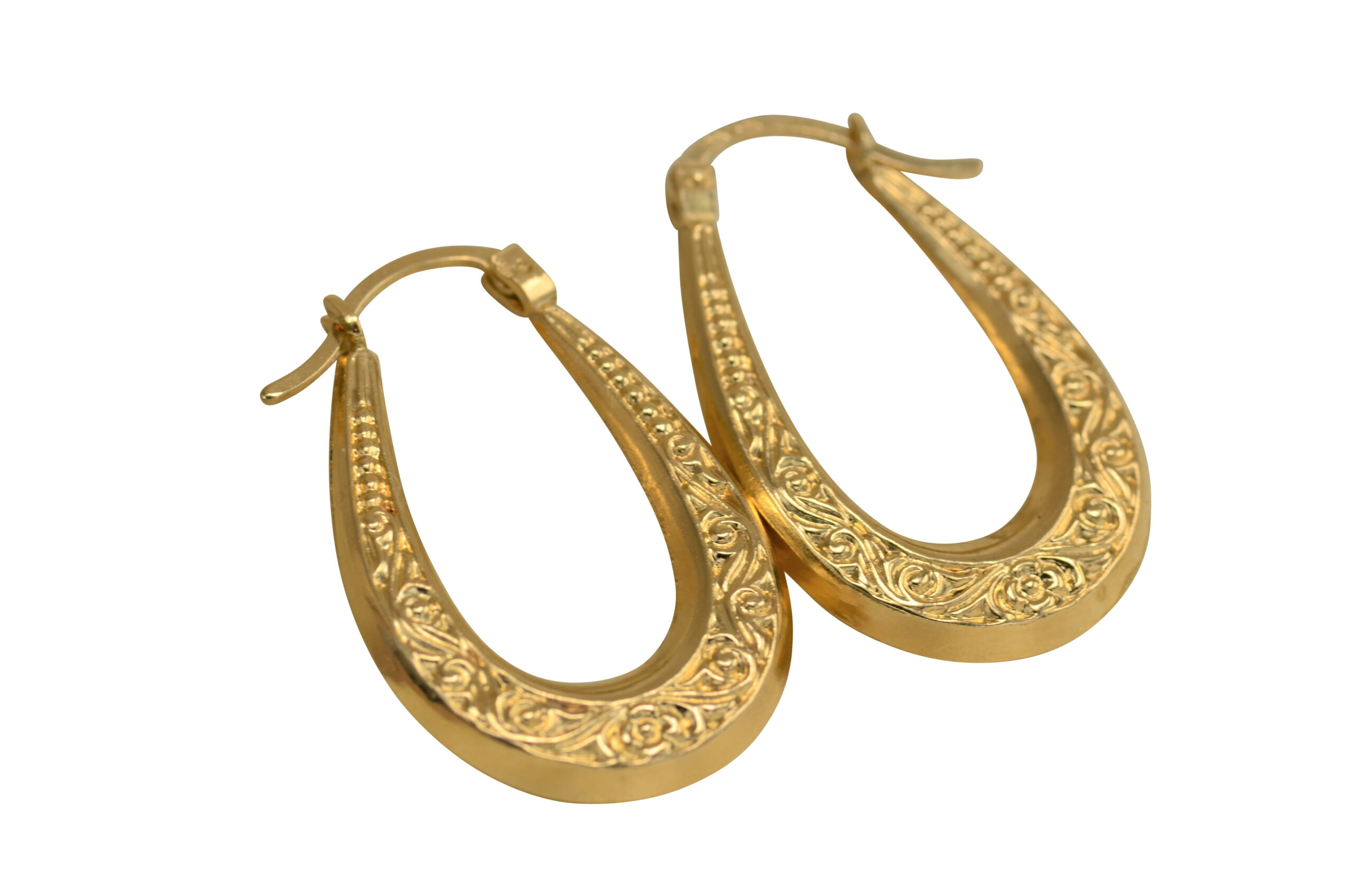 SOLD - The Rothrock Avenue: Textured Yellow Gold Hoops