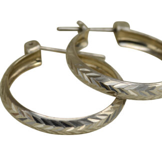 The Walsh Avenue:  Faceted White Gold Hoop Earrings