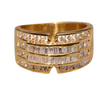 SOLD - The Nellis Boulevard:  Yellow Gold Baguette and Round Diamond Ring