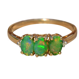 SOLD - The Craig Road:  Infused Ethiopian Opal Three Stone Ring