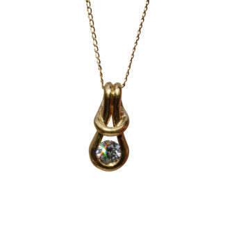 The Alderly Street:  Yellow Gold Love Knot Diamond Solitaire Necklace