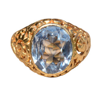 The Aldrin Place: Men's Laboratory Grown Blue Spinel Ring in 18 Karat Yellow Gold
