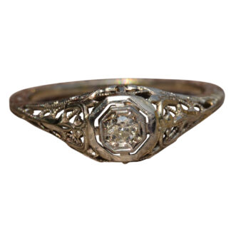 SOLD: The Hillandale:  Antique Edwardian Diamond Engagement Ring set in 18 Karat White Gold