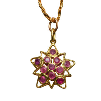 SOLD - The Litton Avenue: 18 Karat Yellow Gold and Ruby Star Necklace