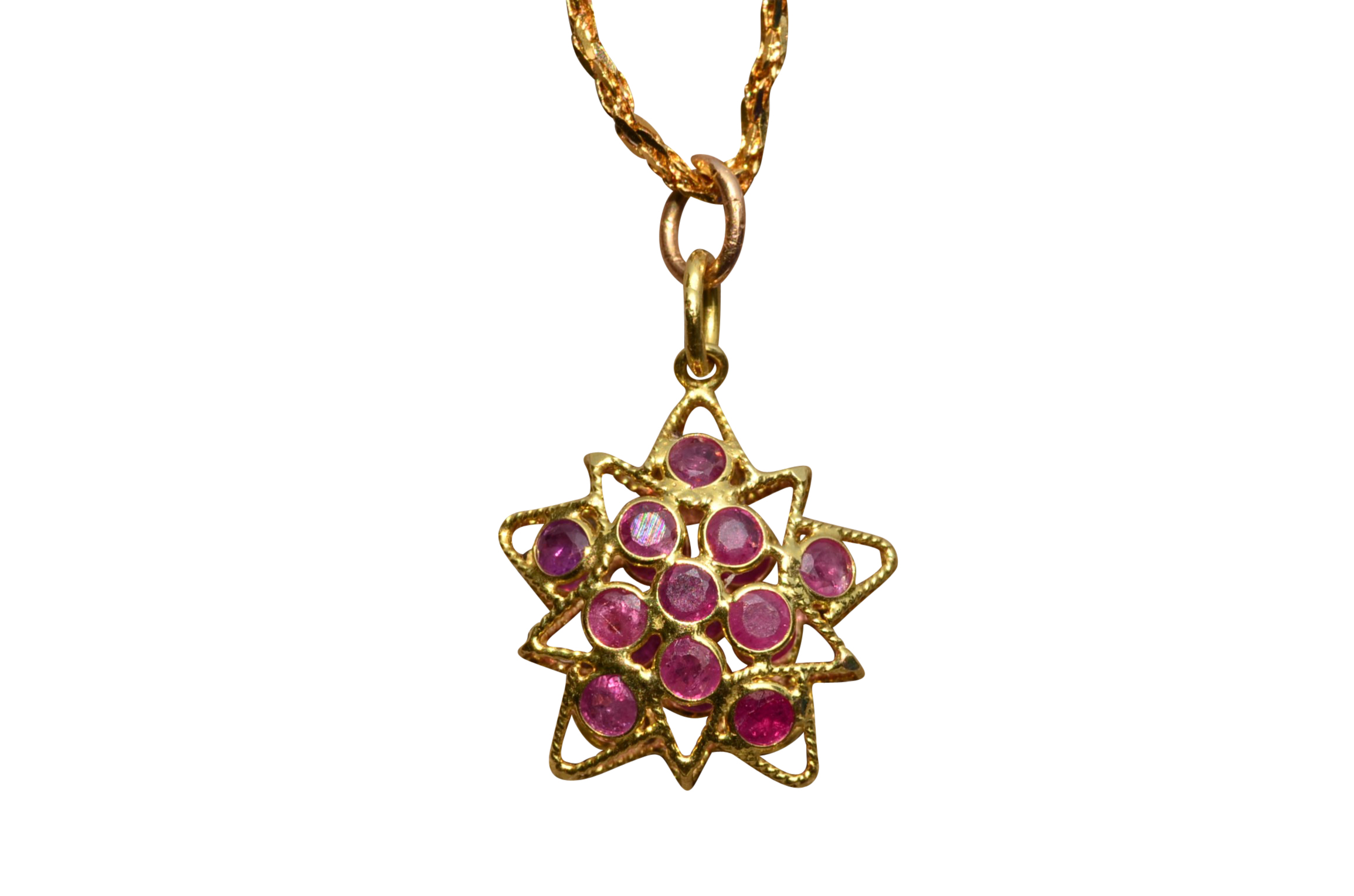 SOLD - The Litton Avenue: 18 Karat Yellow Gold and Ruby Star Necklace