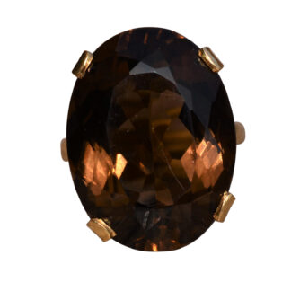 SOLD - The Carnaby Street:  Vintage Smoky Quartz and 14K Yellow Gold Cocktail Ring