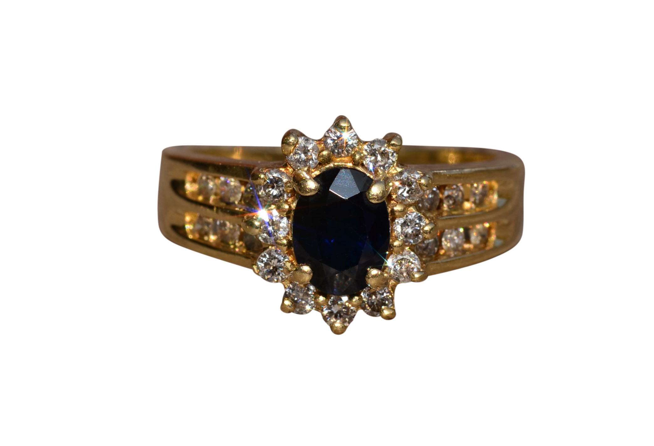 SOLD - The Bastian: Vintage Sapphire and Diamond Ring in 14 Karat Yellow Gold