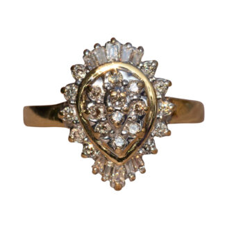 The Bridewell:  Vintage Pear Shaped Diamond Ring in 14 Karat Yellow Gold