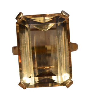 The Goswell Street:  Bold Emerald Cut Quartz Statement Ring in 18 Karat Yellow Gold