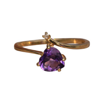 The Lothbury:  Vintage Yellow Gold Amethyst and Diamond Bypass Ring