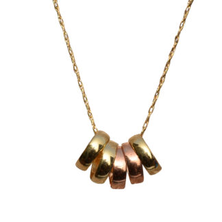 SOLD - The Elliston:  Tricolor 14 Karat Gold Necklace with Multi-color Rings