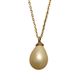 SOLD - The Albion: Vintage Teardrop Pearl Necklace in 14 Karat Yellow Gold