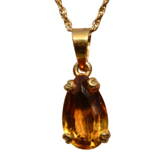 SOLD: The Gallatin:  Pear Shaped Citrine Pendant set in Yellow Gold