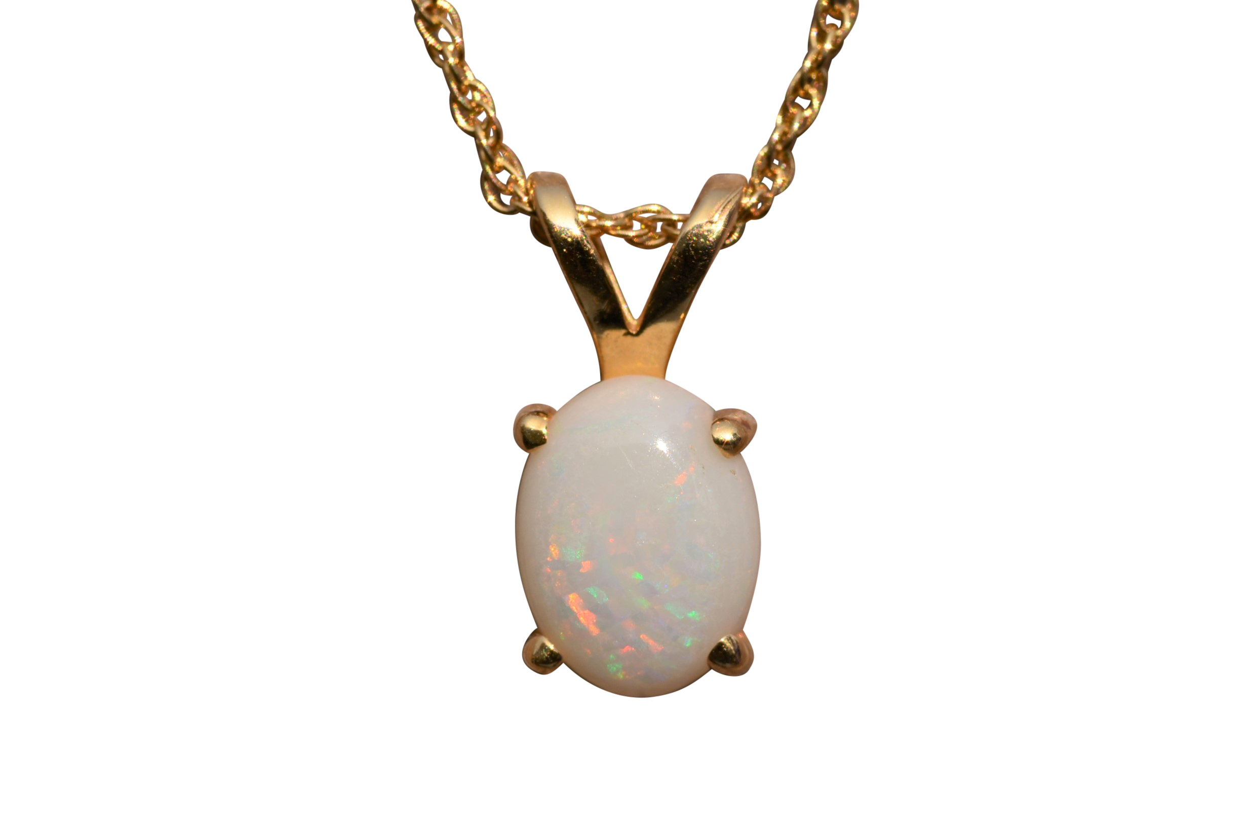 SOLD - The Hamden: Vintage Yellow Gold Oval Natural Australian Opal Pendant