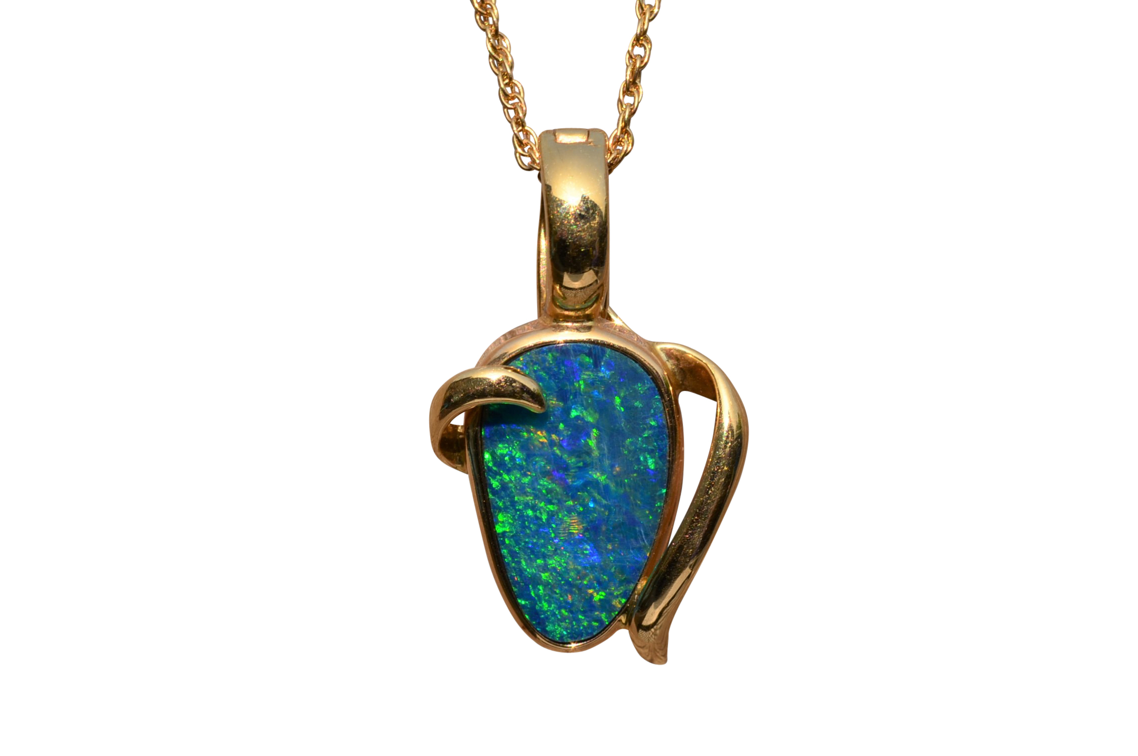 SOLD - The Joplin: Signed Australian Boulder Opal Necklace in Yellow Gold