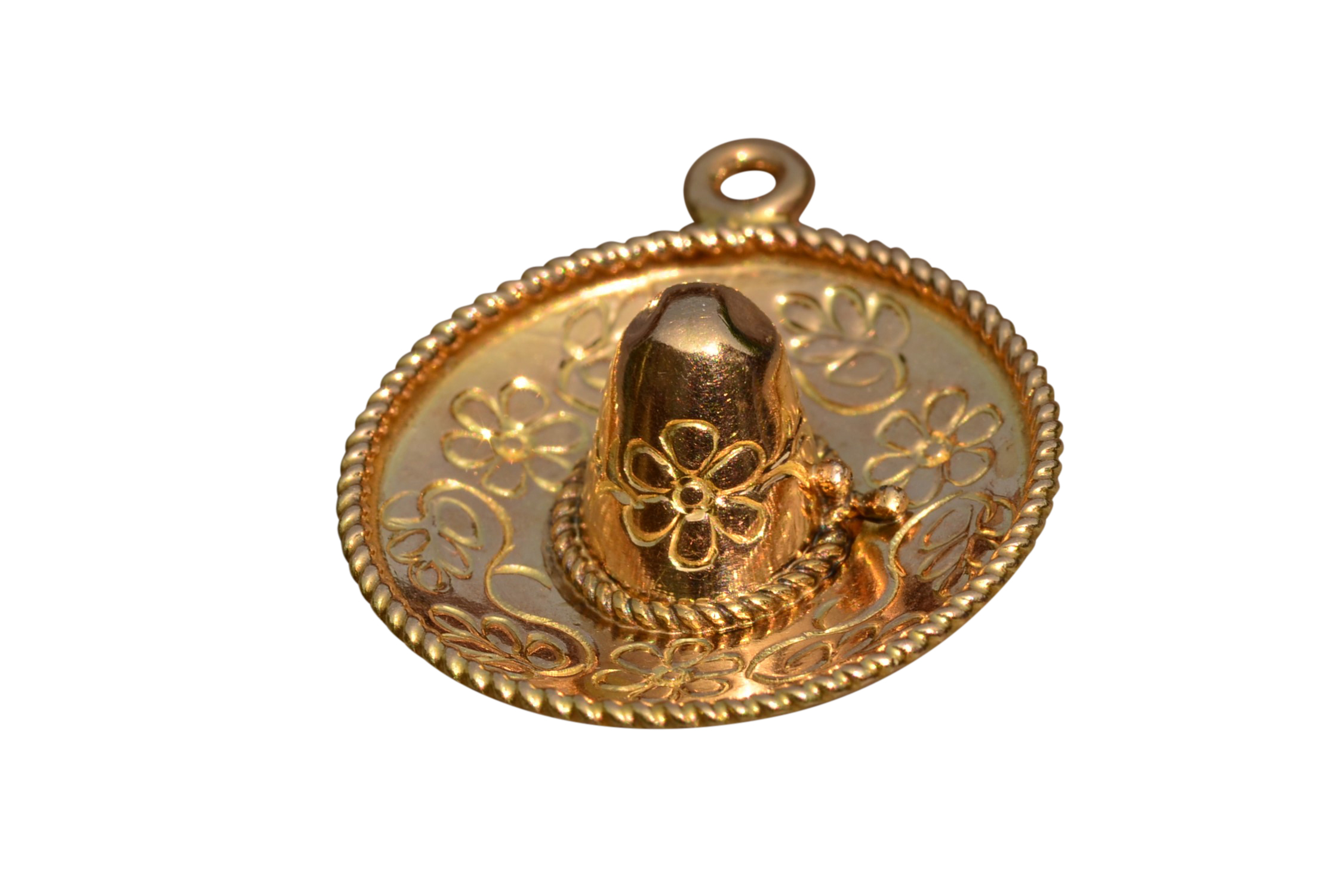 SOLD - The Sombra: Vintage 14 Karat Yellow Gold Sombrero Pendant