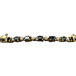 SOLD - The Lorna:  Black Sapphire and Diamond Bracelet in Yellow Gold