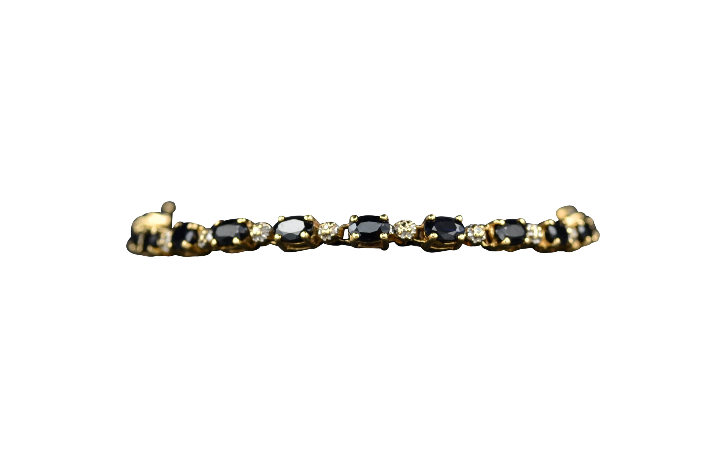 SOLD - The Lorna: Black Sapphire and Diamond Bracelet in Yellow Gold