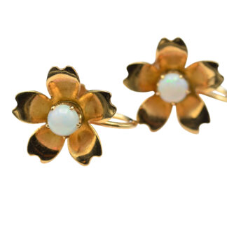 SOLD - The Paragons:  Vintage Floral Australian Opal Screw Back Earrings