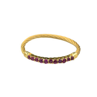 SOLD - The Boykin:  Signed Charriol Metallic Women's Laetitia Ruby Gold-tone Pvd Stainless Steel Cable Ring