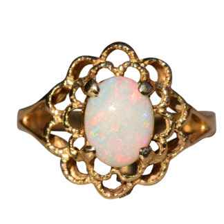 SOLD: The Calavera:  Vintage Australian Opal and Yellow Gold Cocktail Ring