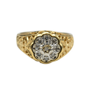 SOLD - The Cowell:  Vintage 14 Karat Two Tone Diamond Cluster Ring