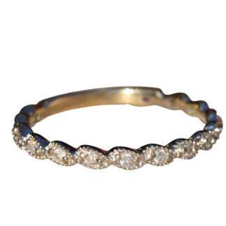 SOLD - The Kruse:  Vintage 14 Karat White Gold and Diamond Wedding Band