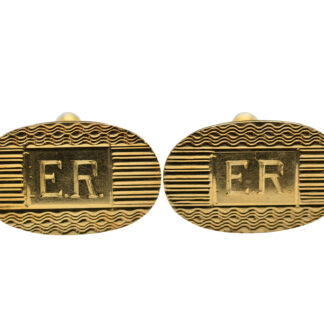 SOLD - The Modocs:  Men's 14 Karat Yellow Gold Engravable Oval Cuff Links