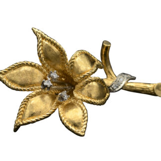 SOLD - The Salton: Antique L.D. Percy Yellow Gold Floral and Diamond Brooch