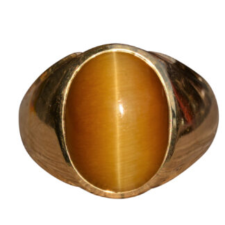 SOLD - The Toltec:  Men's Vintage Signed Baden and Foss Tiger's Eye Cocktail Ring